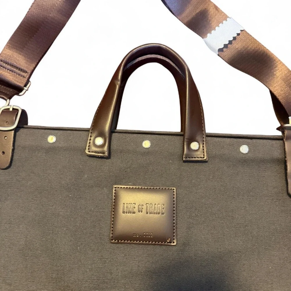 Line of Trade Mens Canvas Weekender Bag Gray Brown Duffel No 0312